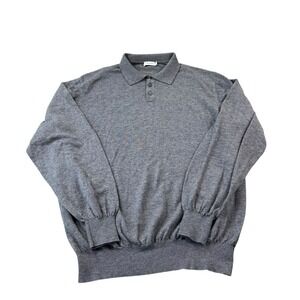 Tom James Merino Wool L/S Men's Jumper Polo Shirt Size XL Mint